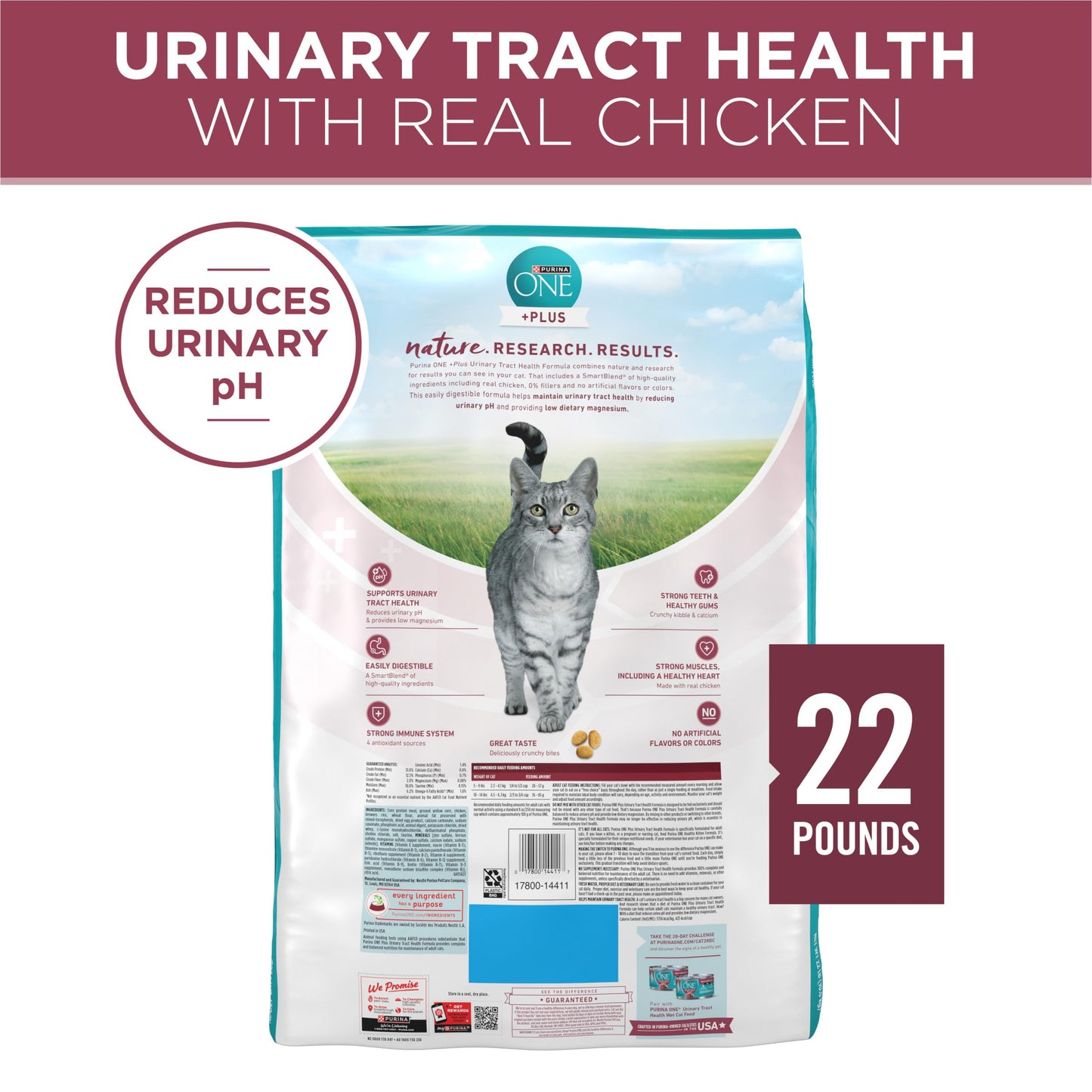 Purina ONE High Protein Dry Cat Food, +Plus Urinary Tract Health Formula - 22 lb. Bag