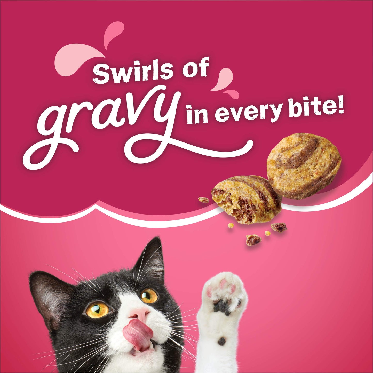 Purina Friskies Dry Cat Food Gravy Swirl'd With Flavors of Chicken, Salmon and Gravy - 3.15 lb. Bag