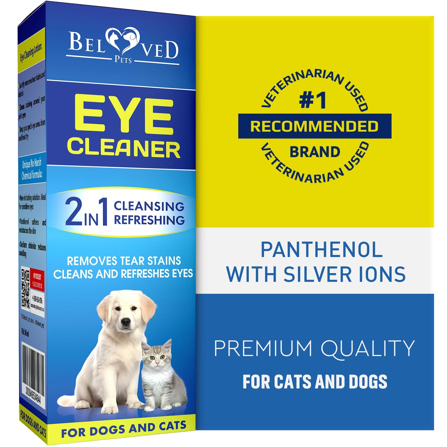 Cat & Dog Eye Wash Drops & Tear Stain Remover, Cleaner | Eye Infection Treatment Helps Prevent Pink Eye, Relief Allergies Symptoms, Runny, Dry Eyes - Safe for Small Animals (Eye Drops)