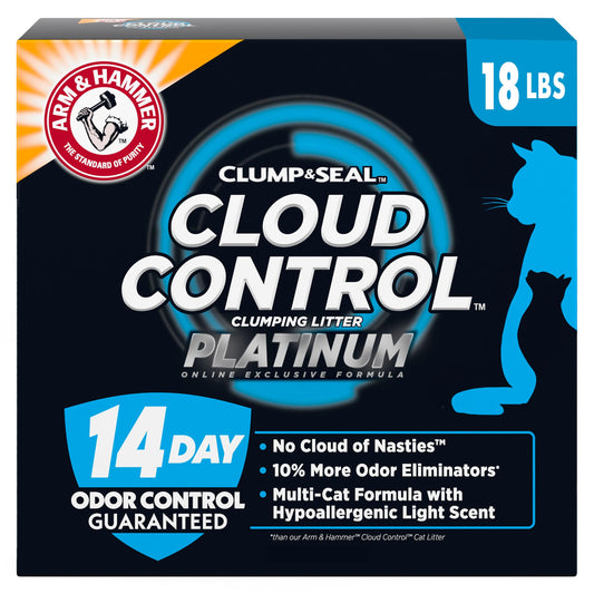 Arm & Hammer Cloud Control Platinum Multi-Cat Clumping Cat Litter with Hypoallergenic Light Scent, 14 Days of Odor Control, 18 lbs, Online Exclusive Formula