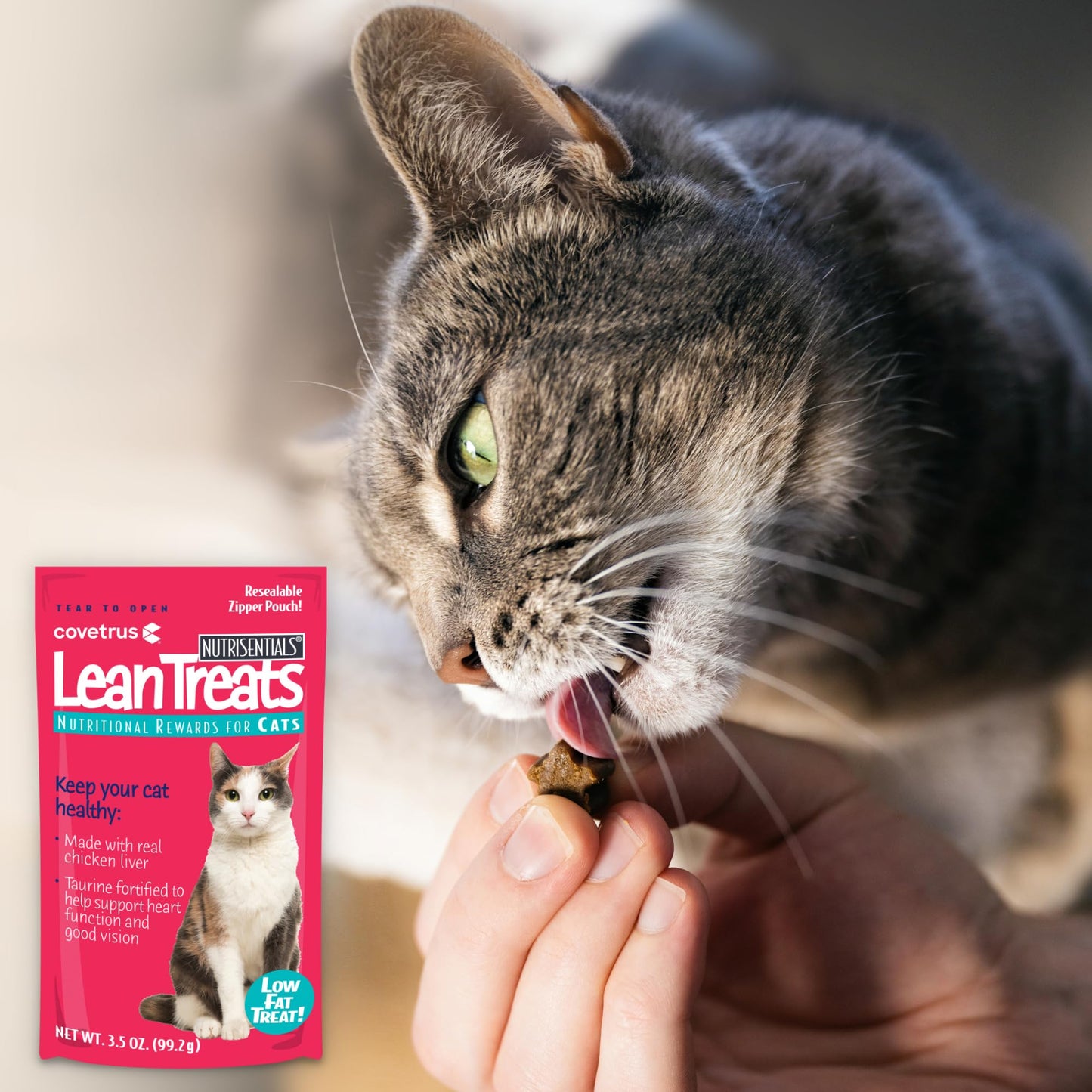 Covetrus Nutrisential Lean Treats for Cats - Soft Cat Treats for Small, Medium, Large Cats - Nutritional Low Fat Bite Size Feline Treats - Chicken Flavor - 3 Pack - 3.5oz