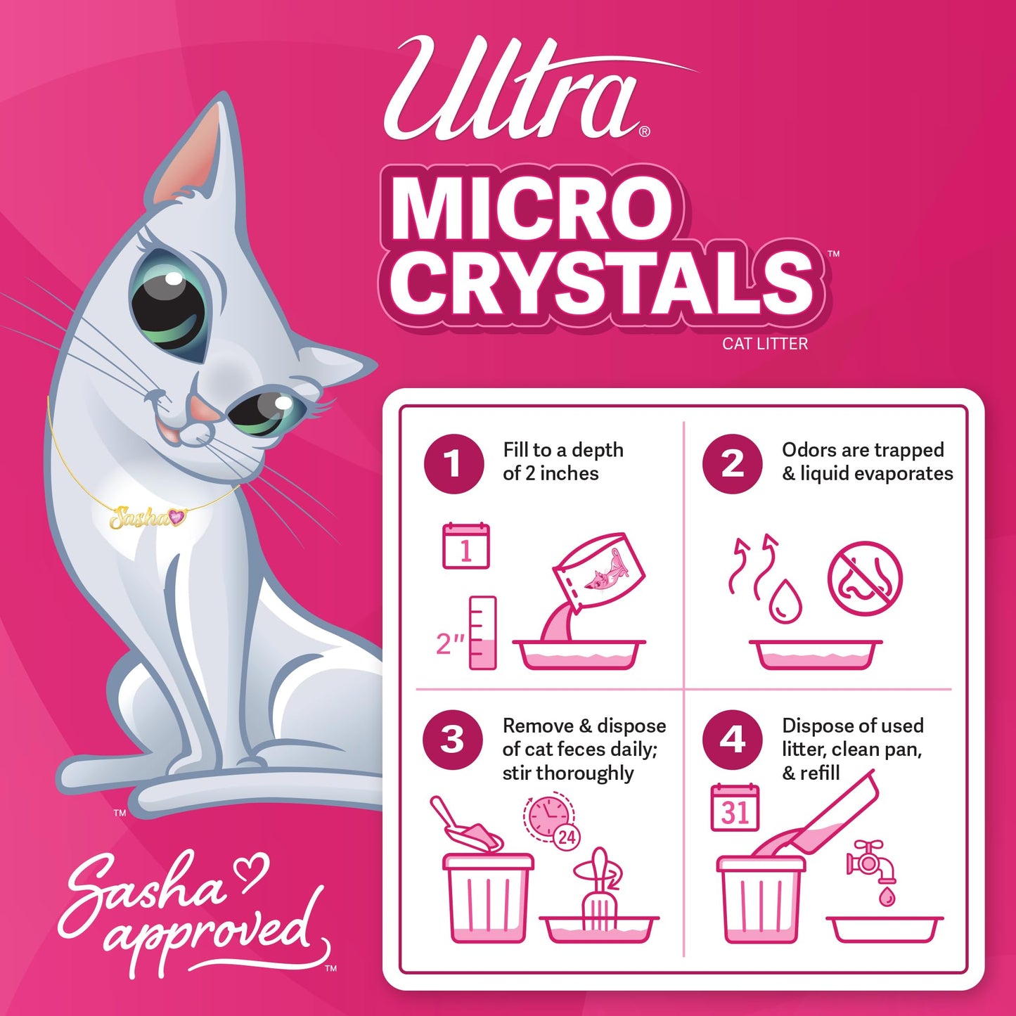 Ultra Micro Crystals Cat Litter - 99.9% Dust Free, Soft on Paws, Fragrance Free - 5 Lbs.