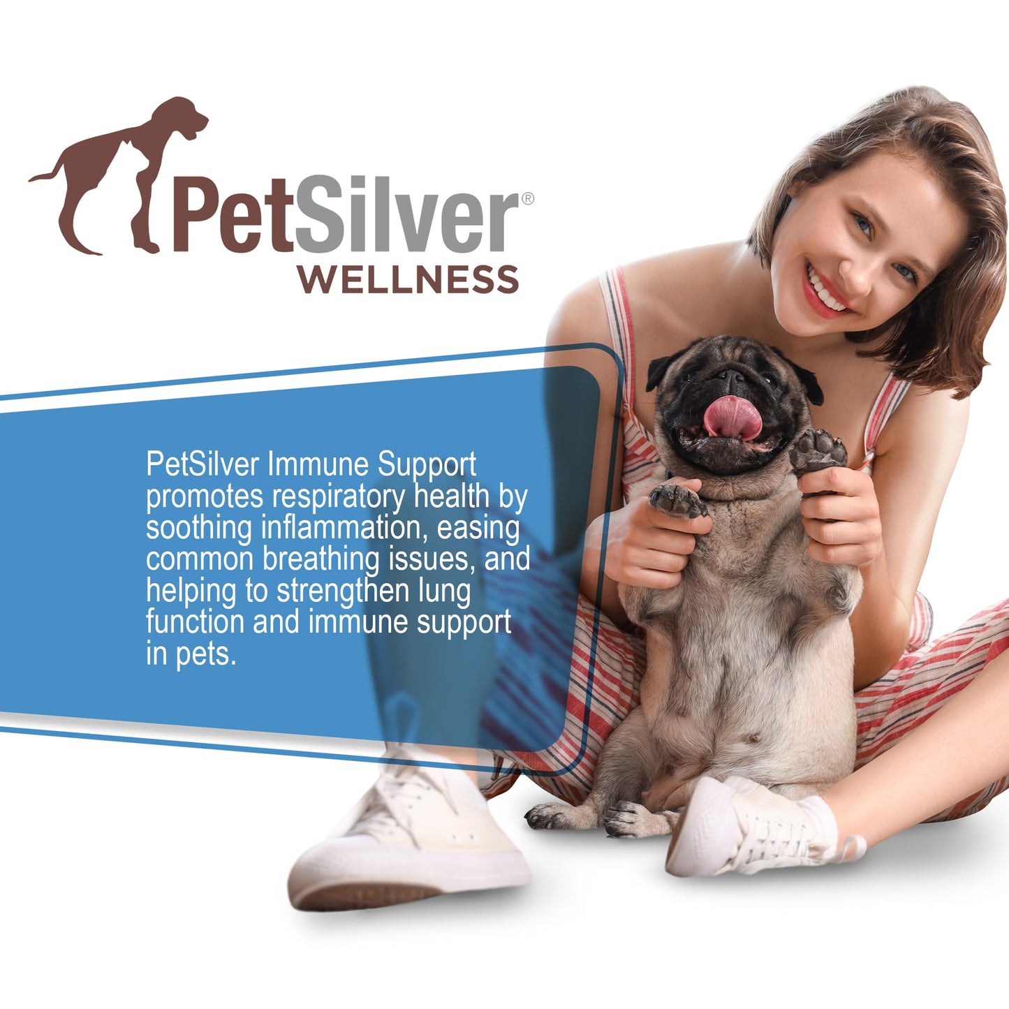 PetSilver Immune Support - Patented Chelated Silver Solution - Promotes Respiratory Health in Cats & Dogs - Allergies, Sinus & Cough Treatment - All-Natural Nebulizer Solution - Easy to Use 16 fl oz