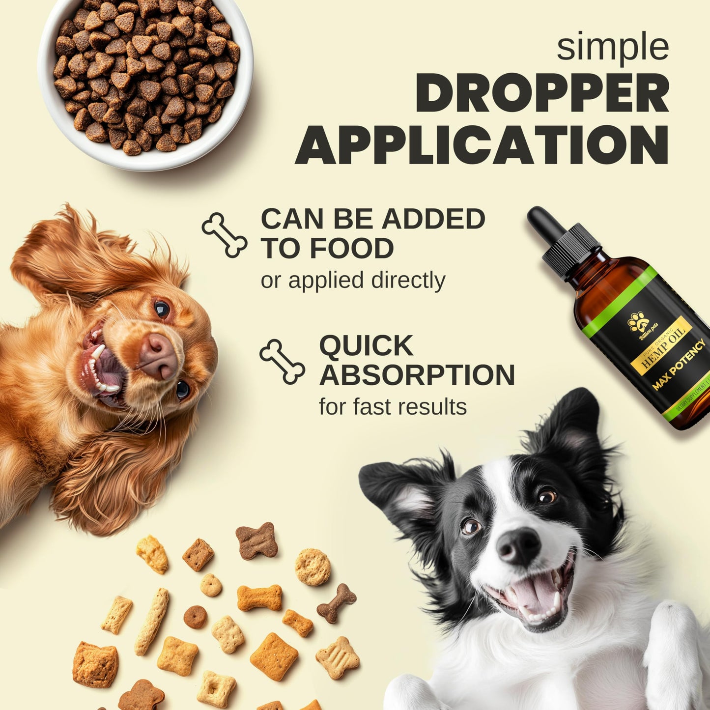 Billion Pets - Hemp Oil for Dogs and Cats - Helps with Anxiety, Pain, Stress, Sleep, Arthritis, Seizures Relief - Hip and Joint Support - Calming Drops Treats