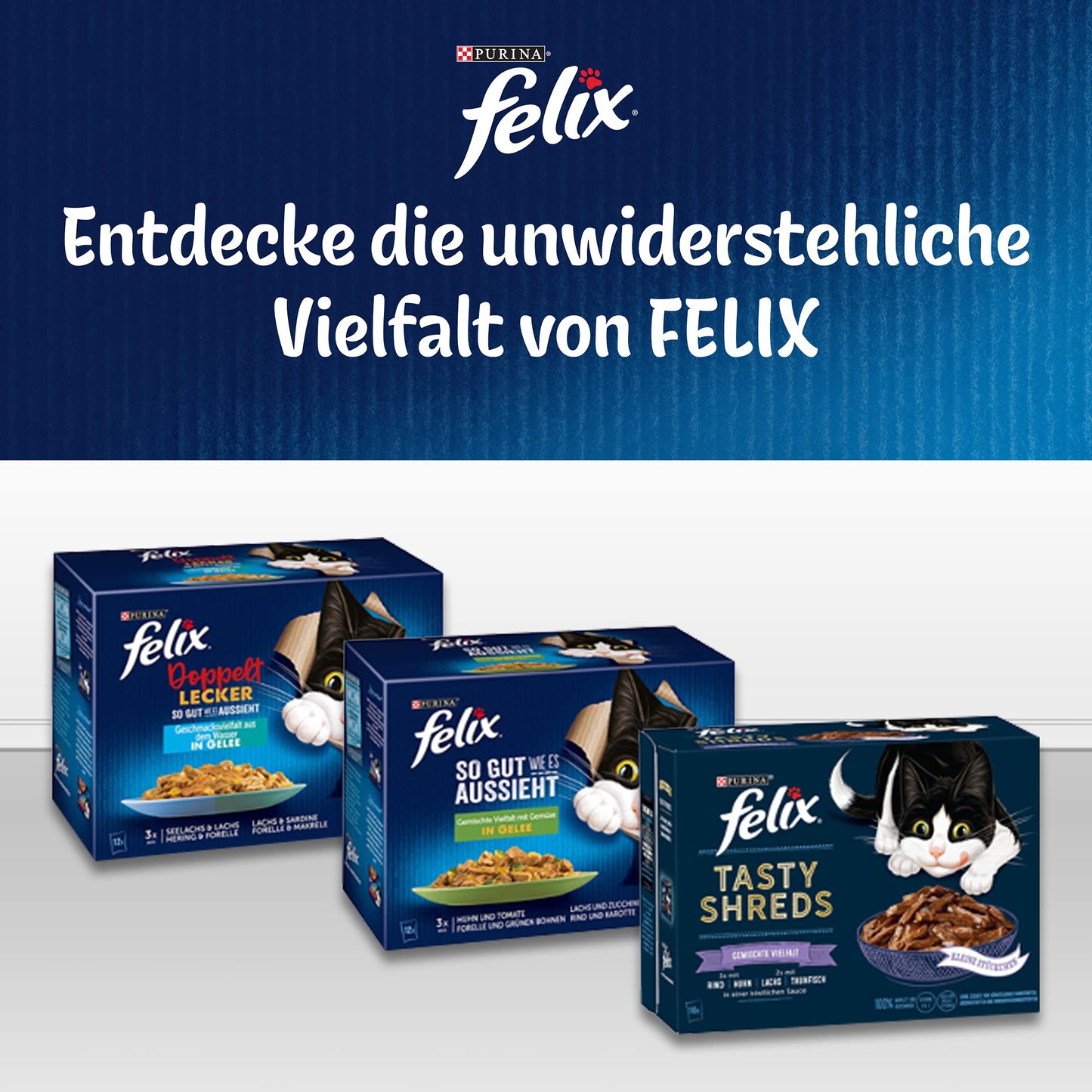 FELIX So gut wie es aussieht Geschmacksvielfalt vom Land in Gelee Katzennassfutter 44x85g Portionsbeutel