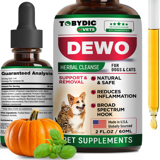 Tobydic Cats & Dogs Natural Broad Spectrum Intestinal Defense Treatment & Digestive Liquid Herbal Medicine - Medication Helps Remove Toxins & Parasites - Supplement Drops Made in USA