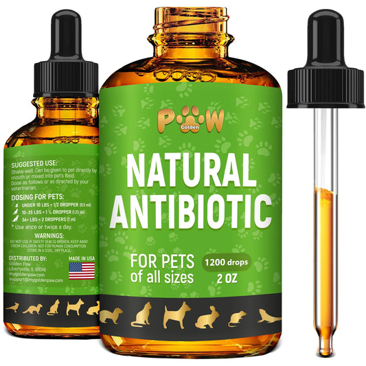 Dog Antibiotics in Drops | Herbal Сat Antibiotics for Infection | Help with Allergies, Itching, Coughs, UTIs | Skin, Coat, Digestion Care | for All Breeds & Ages | Pet Vitamins & Supplements | 2 oz