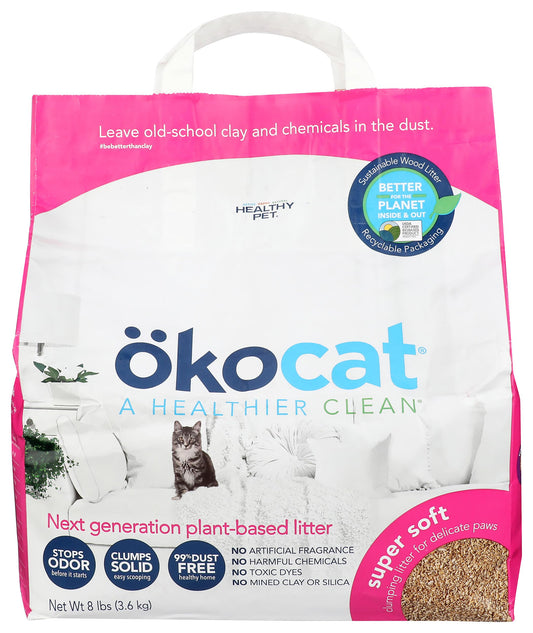 OKOCAT Super Soft Clumping Wood Cat Litter, 128 OZ