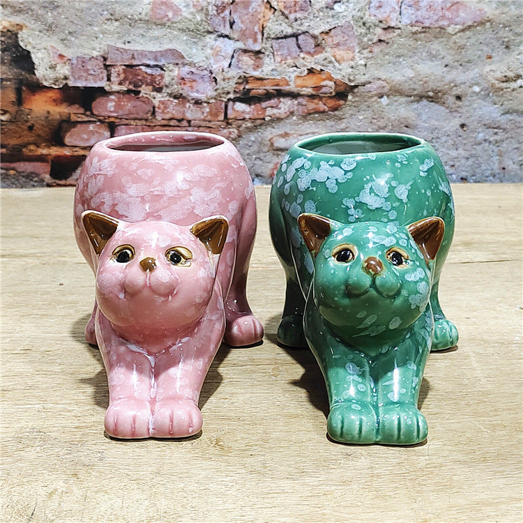 Cartoon Cute Cat Ceramic Succulent Small Flower Pot