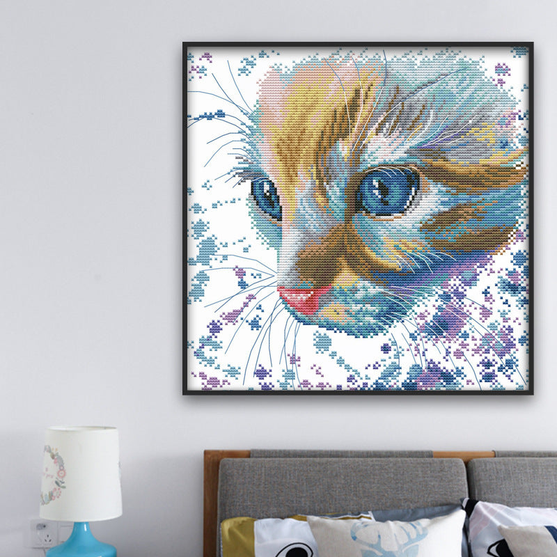 Watercolor cat cloth cross stitch