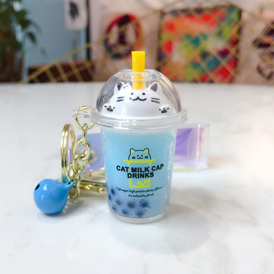 Cat Pearl Milk Tea Cup Pendant