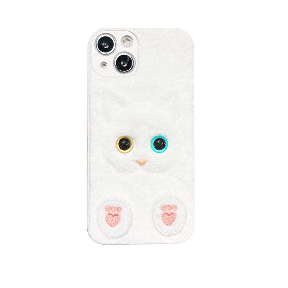 Plush Three-dimensional Cat Eyes Mobile Phone Case Anti-fall