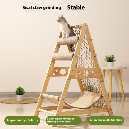 Creative Home Sisal Cat Scratching Column Solid Wood Cat Climbing Frame