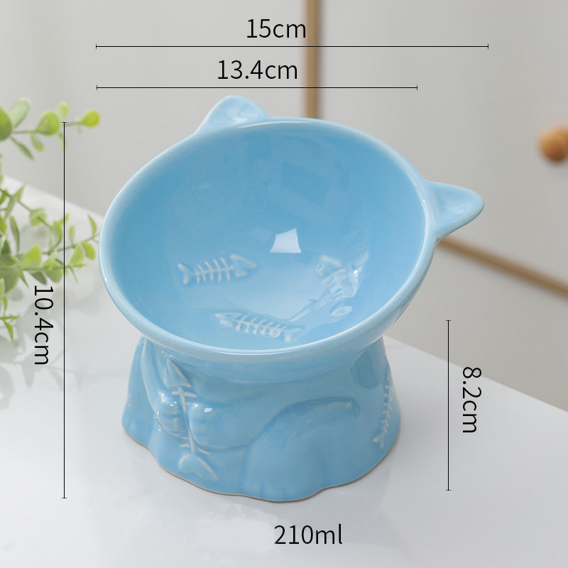 Cute Ceramic Cat Bowl Tall Cat Food Bowl