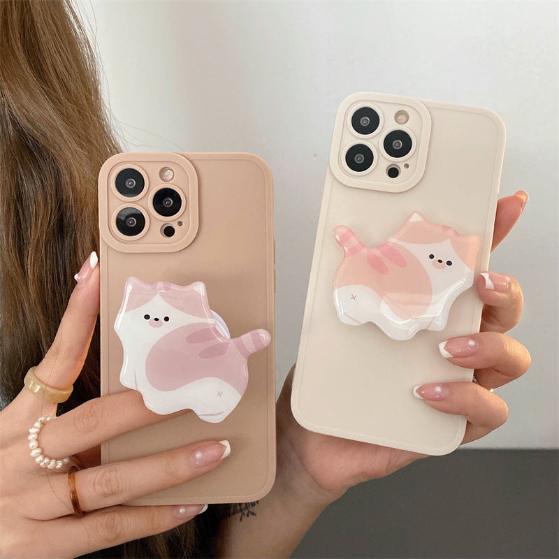 Fashion Simple Cute Cat Stand Phone Case