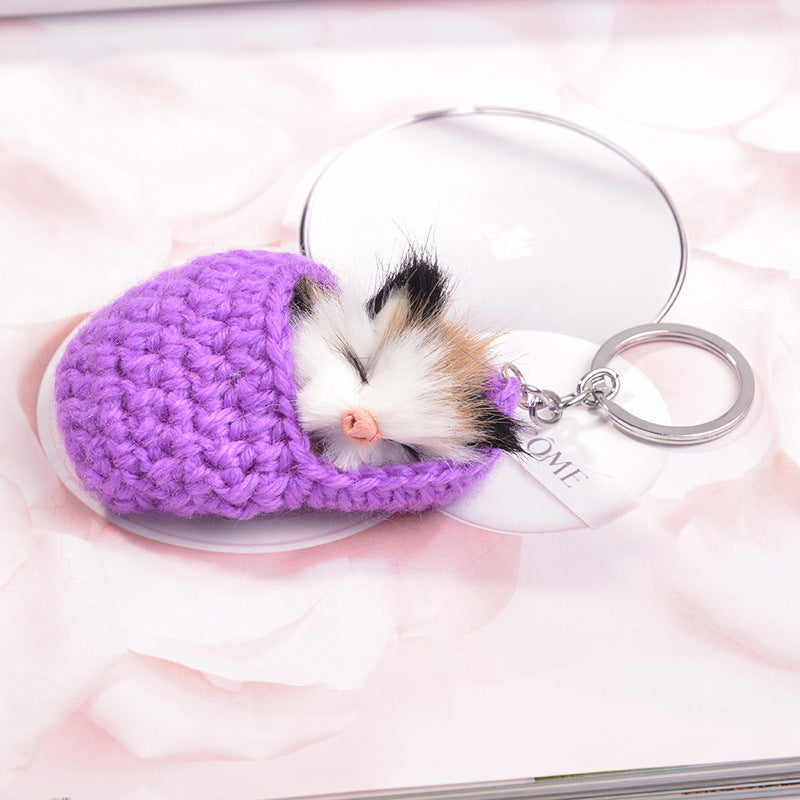 Sleeping cat key ring