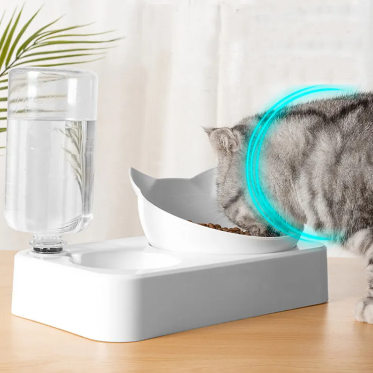 Cat Bowl Double Bowl Cat Bowl To Protect The Cervical Spine Pet Bowl Automatic Waterer Cat Food Bowl Pet Supplies