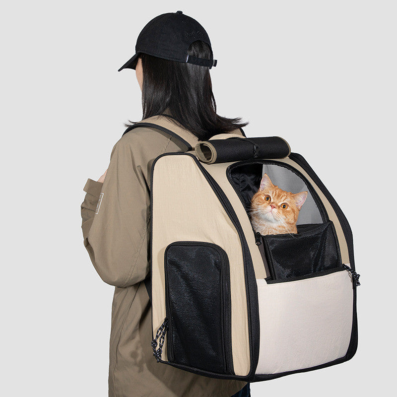 Double Shoulder Portable Backpack Portable Zipper Cat Bag