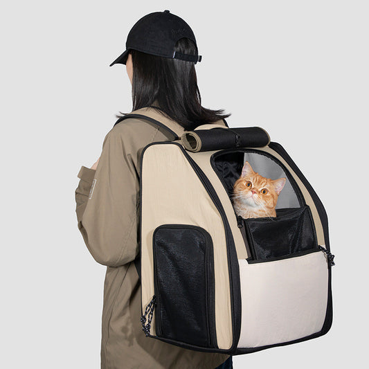 Double Shoulder Portable Backpack Portable Zipper Cat Bag