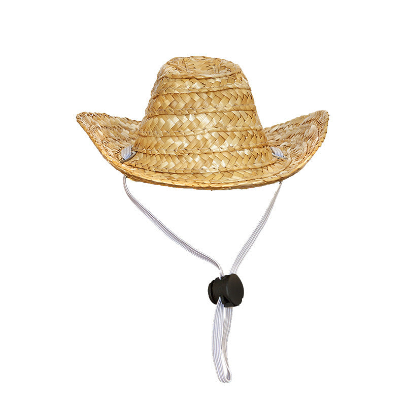 Pet Cat Western Straw Cowboy Hat