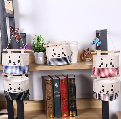 Linen Cat Hanging Storage Bag