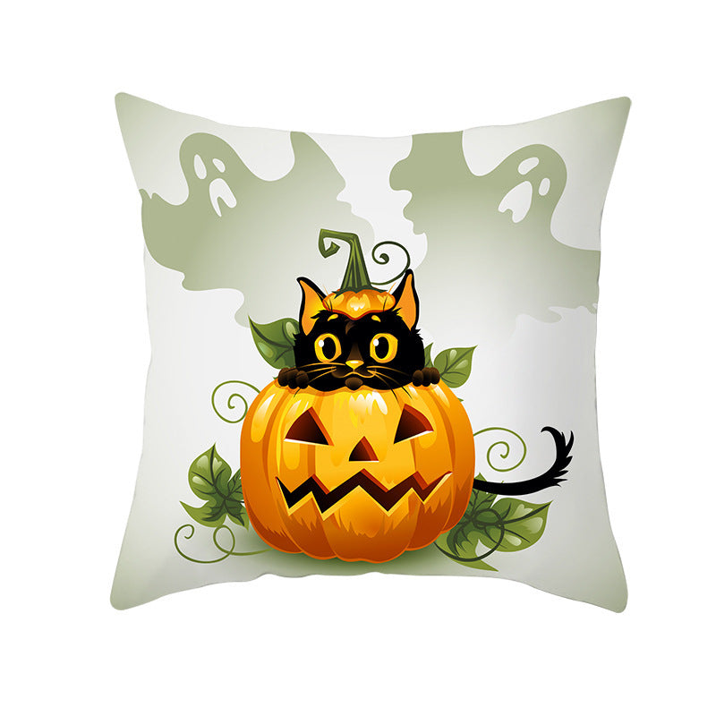 Halloween new pumpkin black cat pillowcase