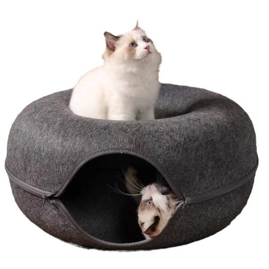 Donut Cat Bed Cats Cushion Nest Sleeping Kitten Cave Puppy Home Bed Cat Tunnel Interactive Game Toy