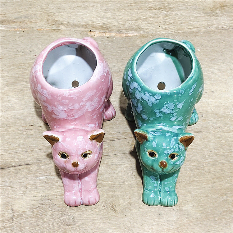 Cartoon Cute Cat Ceramic Succulent Small Flower Pot