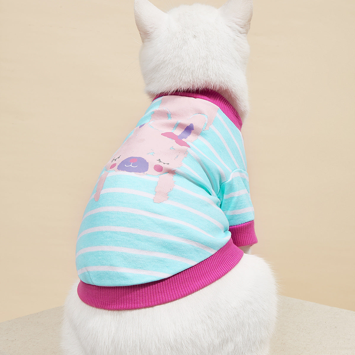 High Quality New Pet Clothes Summer Striped Cotton Cartoon Printing T-Shirt Small Dog Cat Clothing