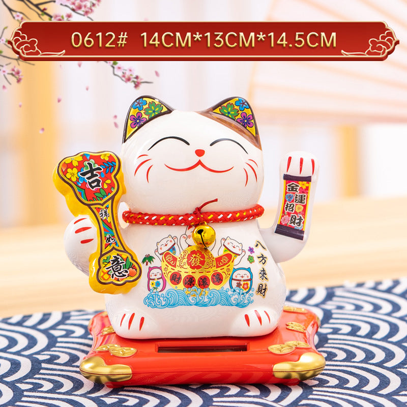 Home Chinese solar lucky cat store gifts can shake hands annual meeting gifts casual car small ornaments decorative crafts