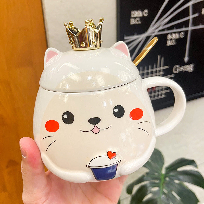 Cartoon Animal Crown Cute Cat Ceramic Cup