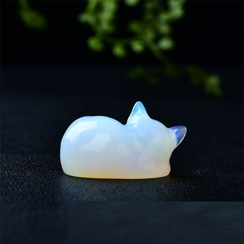 Sleeping Cat Carved Ornaments Home Desktop Decorative Gifts