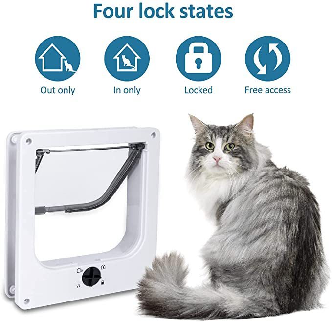 Interior Cat Door Rotary Lock Magnetic Closure Indoor Pet Door For Up Cats And Doggie Weatherproof Large Cat Door