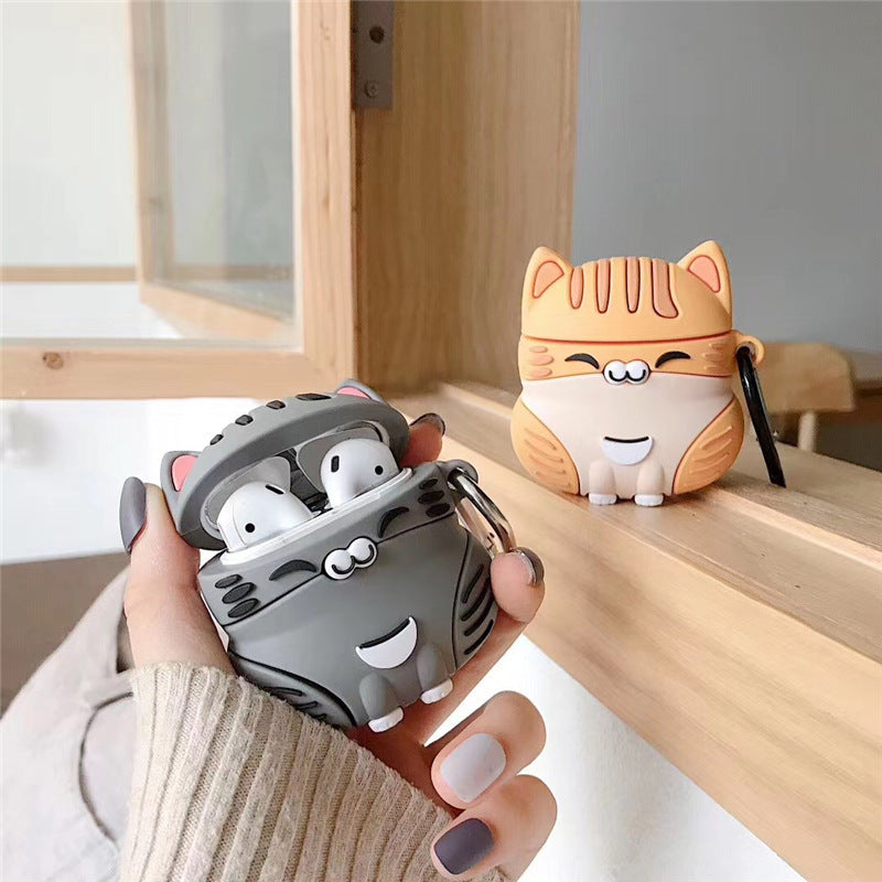 Cute Fat Orange Cat Bluetooth Wireless Headphone Case