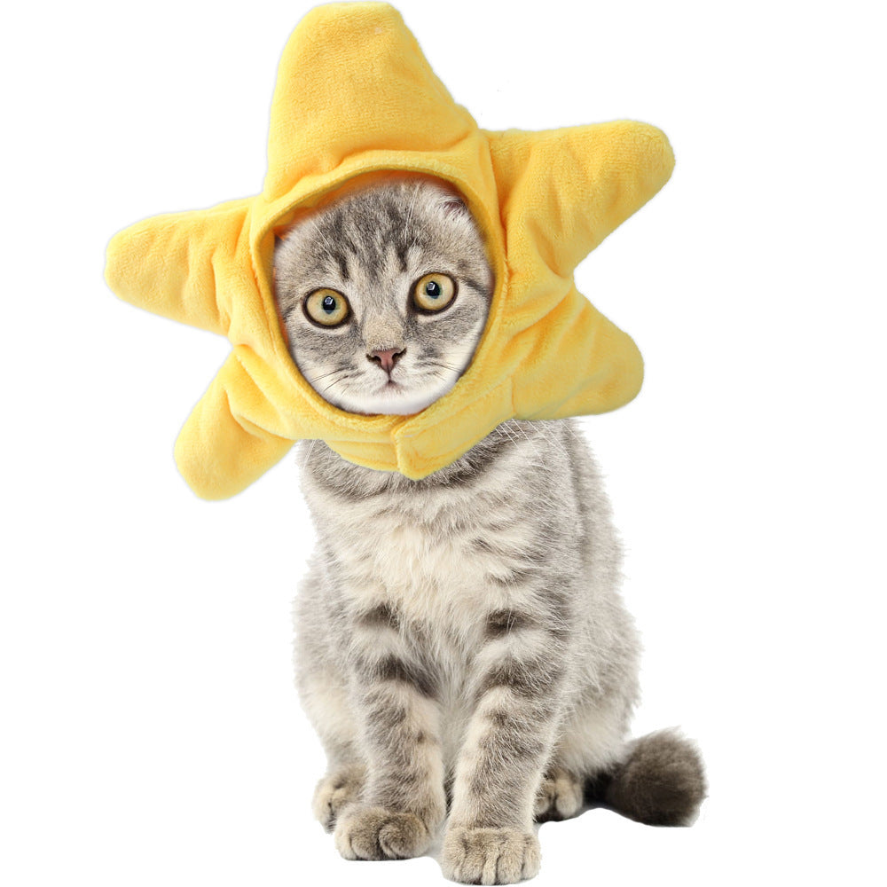 Pet Headgear Cute Cat Teddy Dress Up SUNFLOWER Cat Headdress Wig Cat Headgear Hat