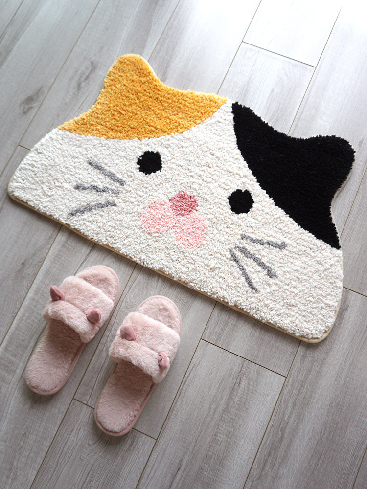 Cute Cartoon Cat Puppy Soft Semicircle Floor Mat