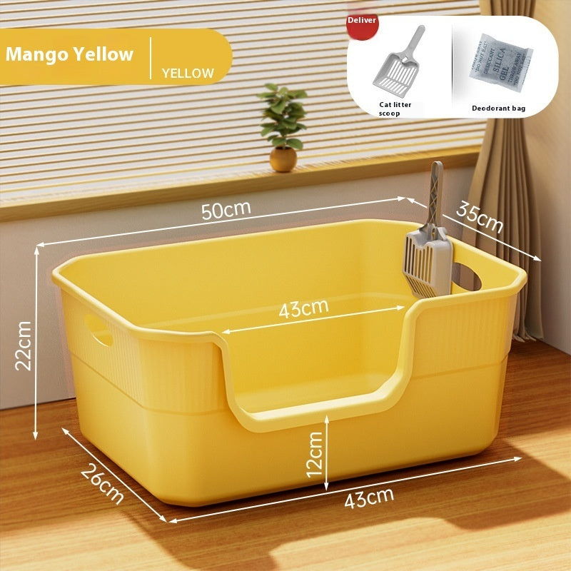 Oversized Splash-proof Cat Litter Box Oversized Open Semi-closed Cat Toilet