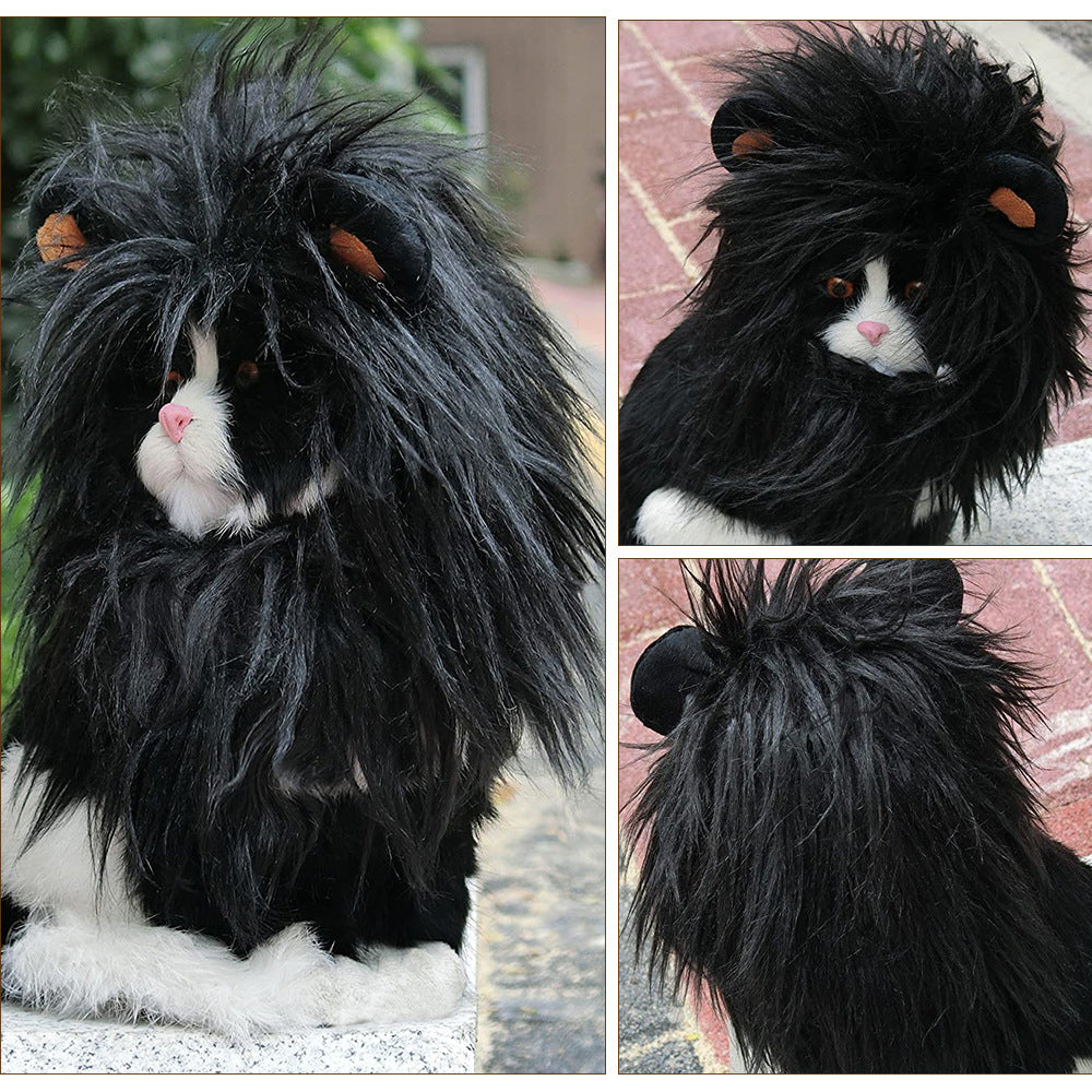 Pet Cat Dog Fashion Wig Hat Lion Head Cover