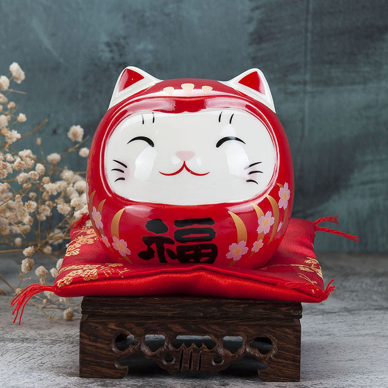 Ceramic Small Da Mo Zhaocai Cat Savings Can