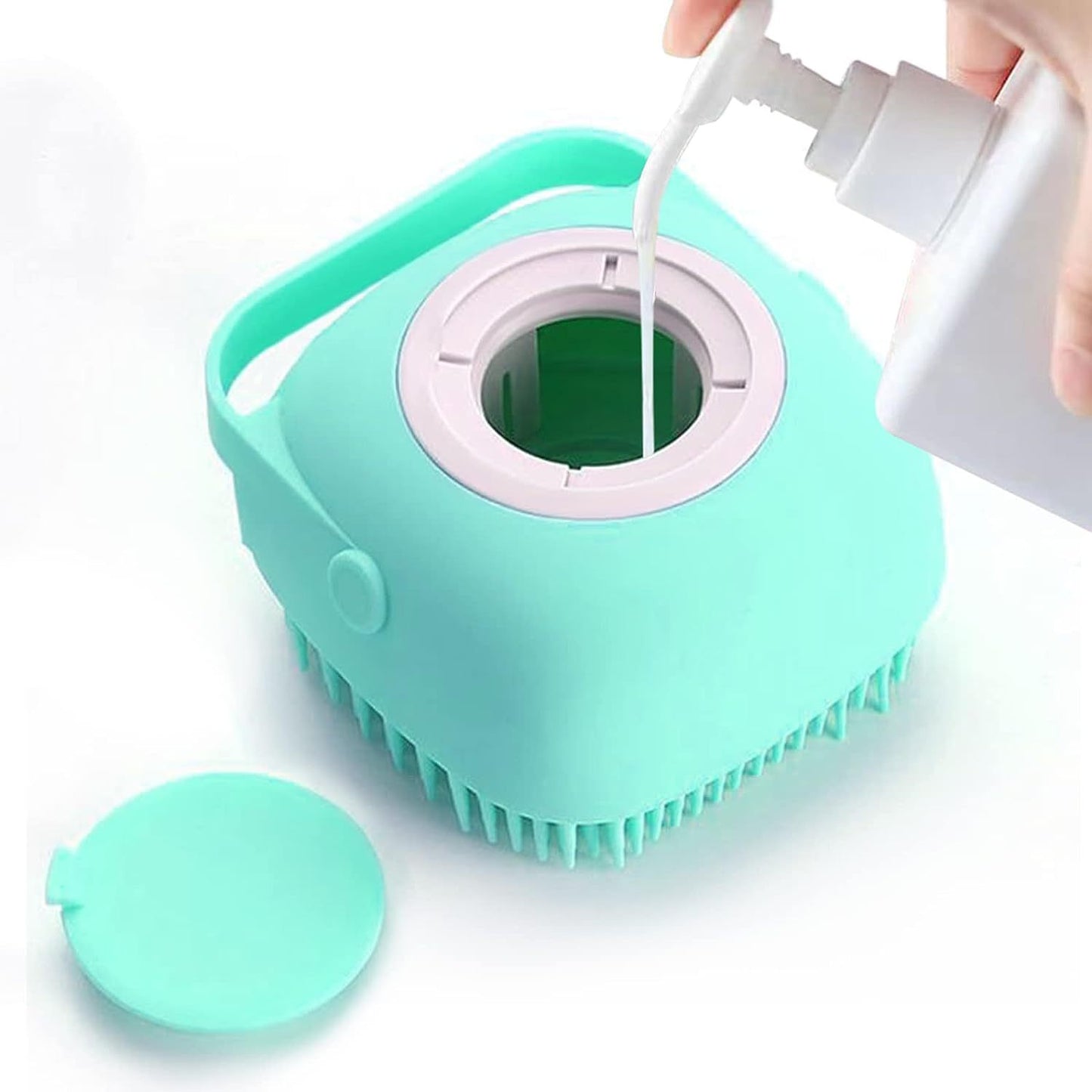 Pet Grooming Brush With Soap Dispenser For Dogs And Cats  Soft Silicone Bristles, Long Short Hair Friendly