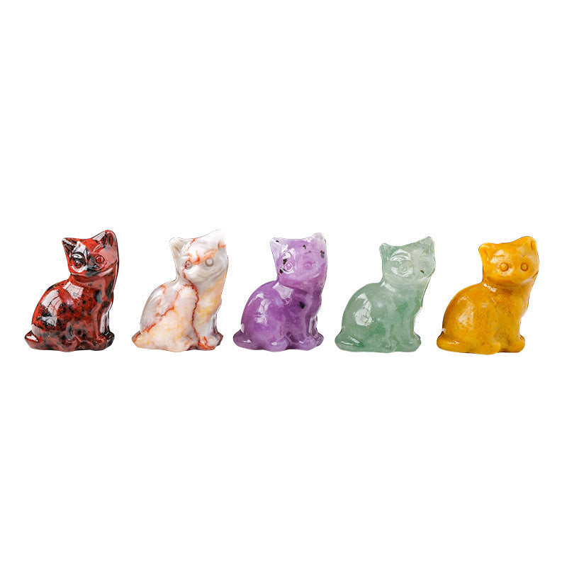 Natural Crystal Fortune Cat Carving Craft Ornaments