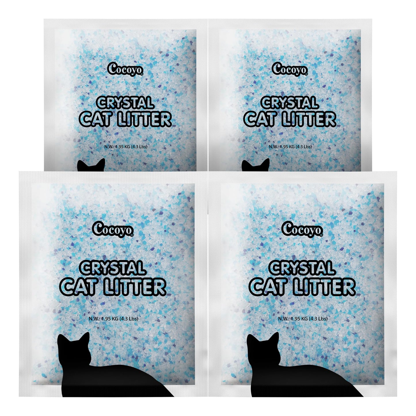 COCOYO Crystal Cat Litter I Silica Gel Cat Litter,17.2 Lbs Value Pack (4.3 Lbs x 4)