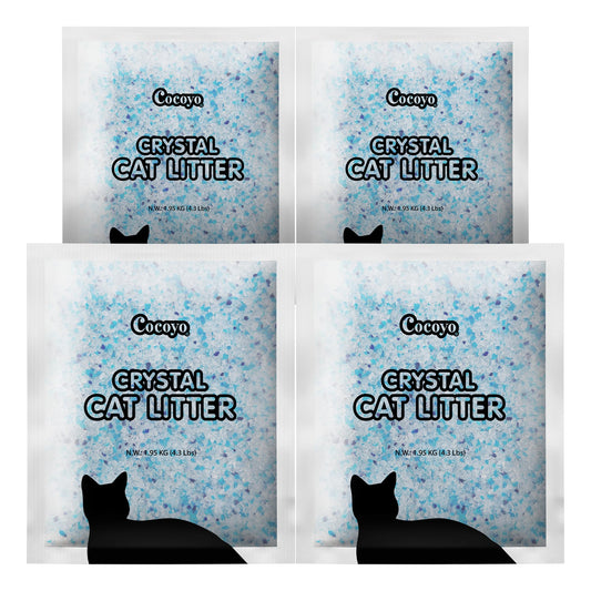 COCOYO Crystal Cat Litter I Silica Gel Cat Litter,17.2 Lbs Value Pack (4.3 Lbs x 4)