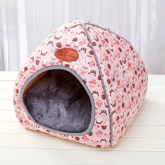 Closed folding cat litter house