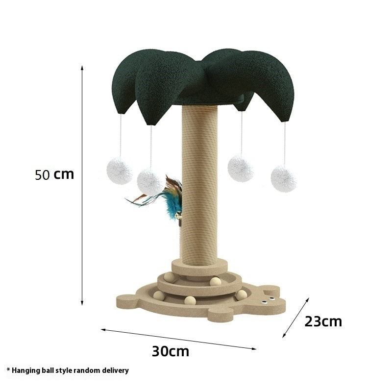 Cat Self-Hi Solid Wood Turntable Scratching Post Cat Teaser Durable Sisal Cat Climbing Frame