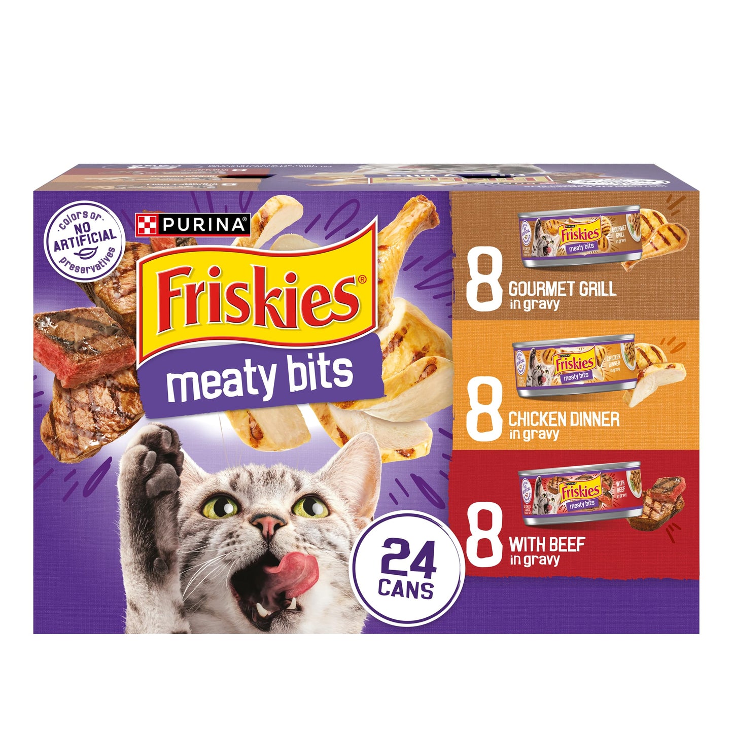 Purina Friskies Gravy Wet Cat Food Variety Pack, Meaty Bits - (Pack of 24) 5.5 oz. Cans