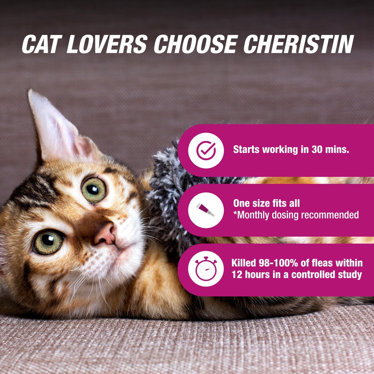 Cheristin Flea Treatment & Prevention for Cats | Fast acting topical flea treatment for cats over 1.8 lbs | 6 Count