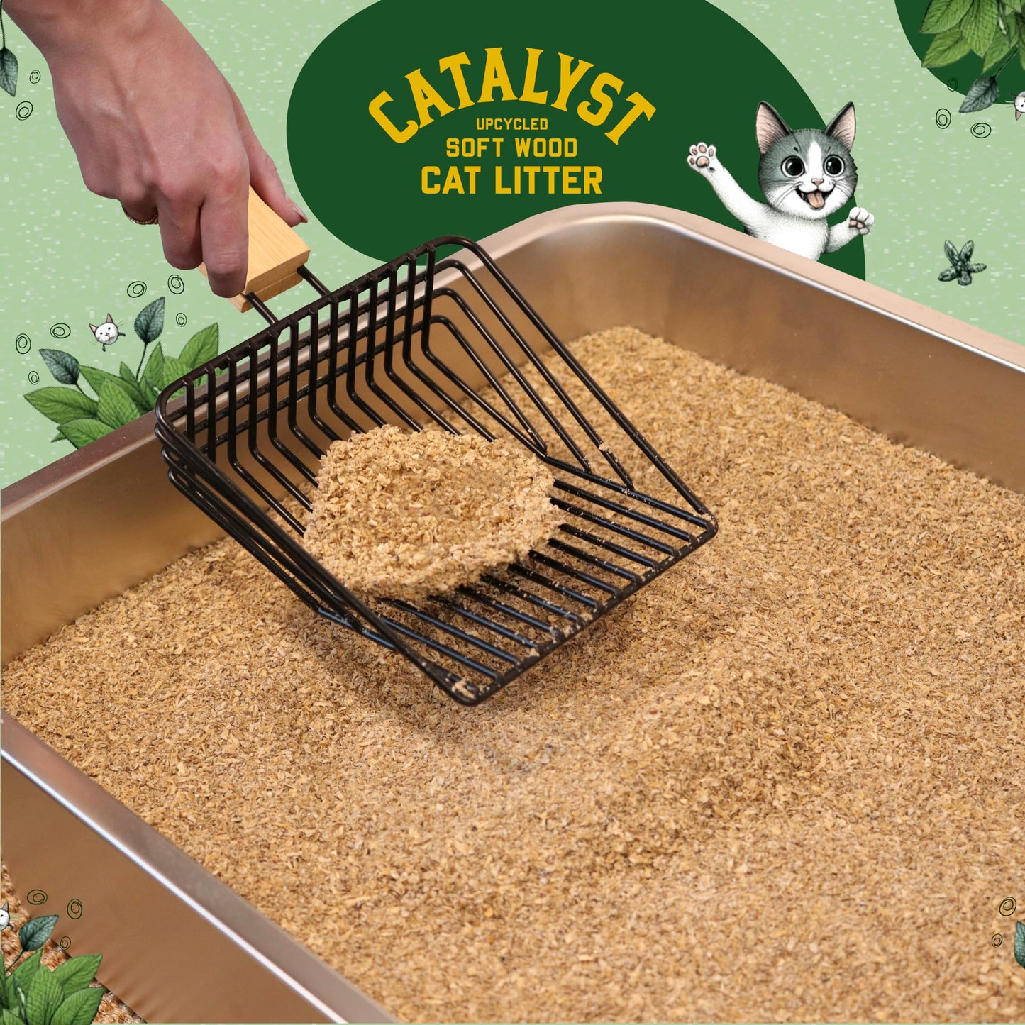 Catalyst Natural Soft Wood Cat Litter (2 Pack, 10lb Bags) - Superior Odor Control, Strong Clumping, Low Dust, and Biodegradable (10lb, Set of 2, Multi Cat)