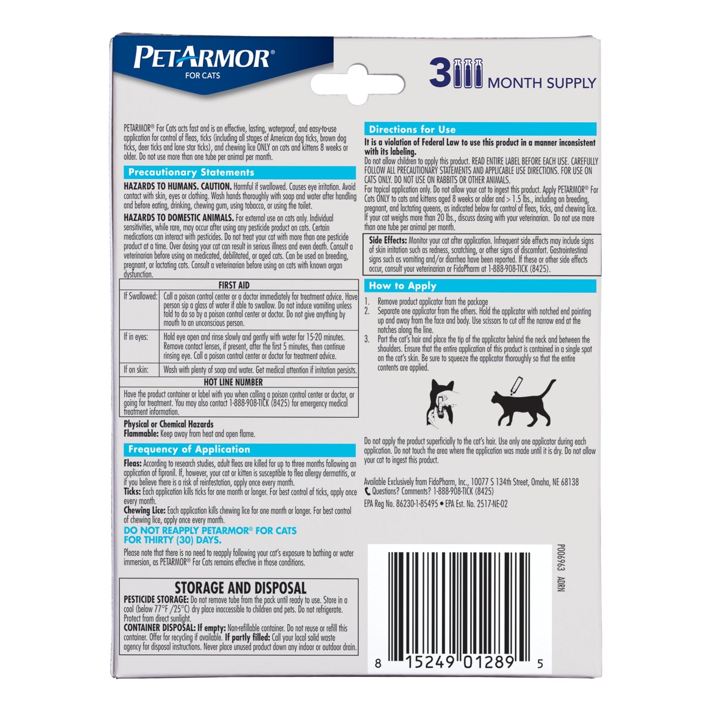 PetArmor for Cats, Flea & Tick Treatment for Cats (Over 1.5 Pounds), Includes 3 Month Supply of Topical Flea Treatments