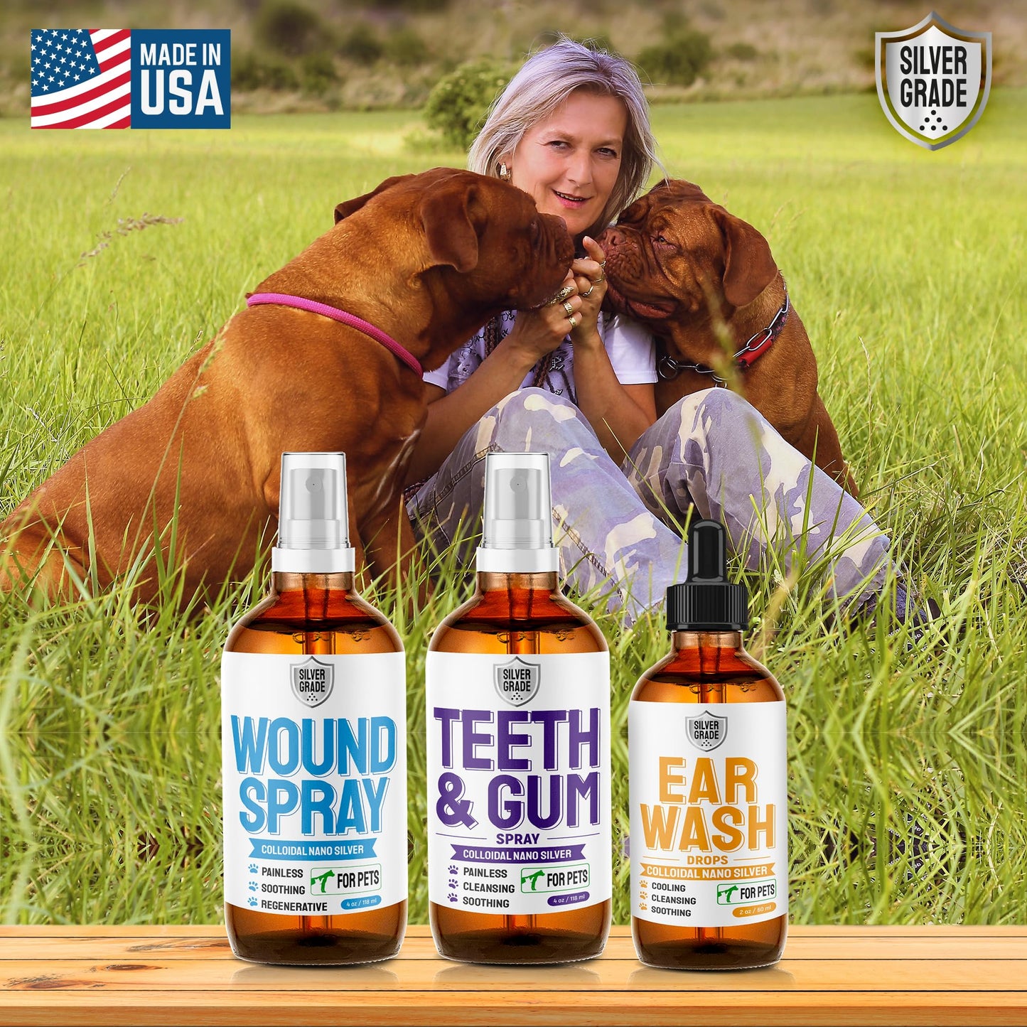 SILVER GRADE Wound Spray for Pets ● Colloidal Silver Wound and Skin Care for Dogs & Cats ● Helps with Rashes, Hot Spots, Itch, Scratching, Skin Irritation, Bites & Burns ● Safe if Licked (4 oz)